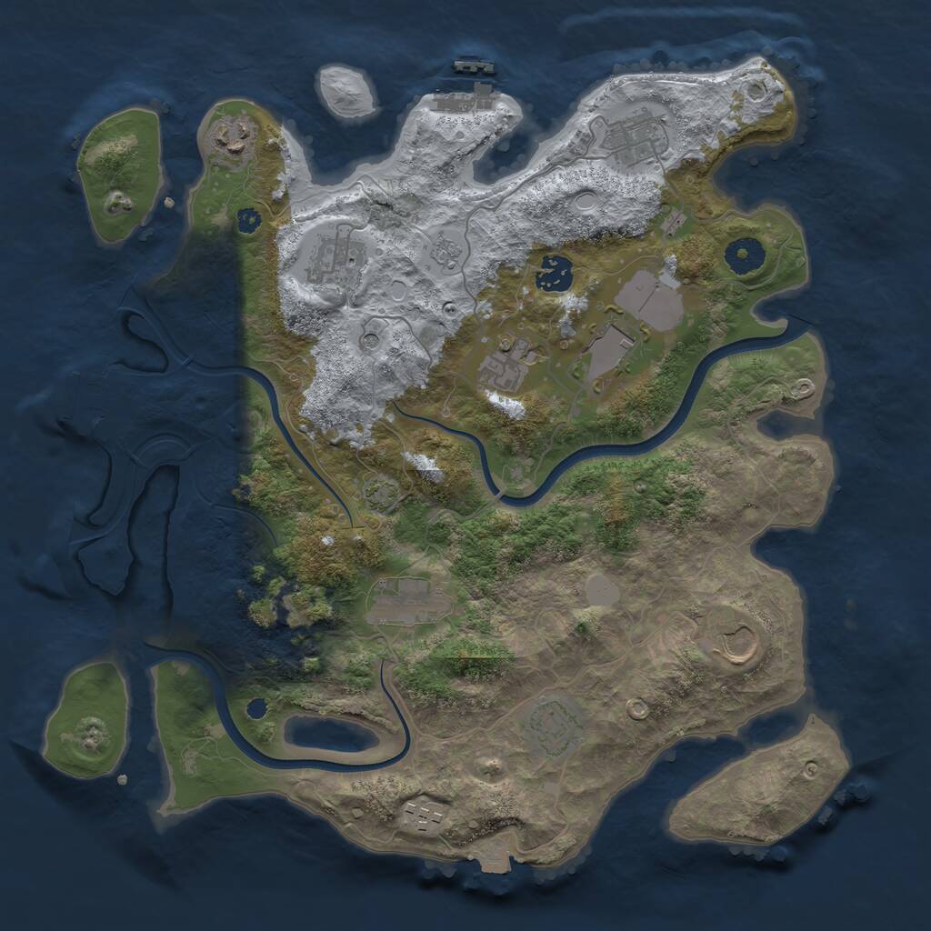 Rust Map: Procedural Map, Size: 3700, Seed: 978260550, 16 Monuments