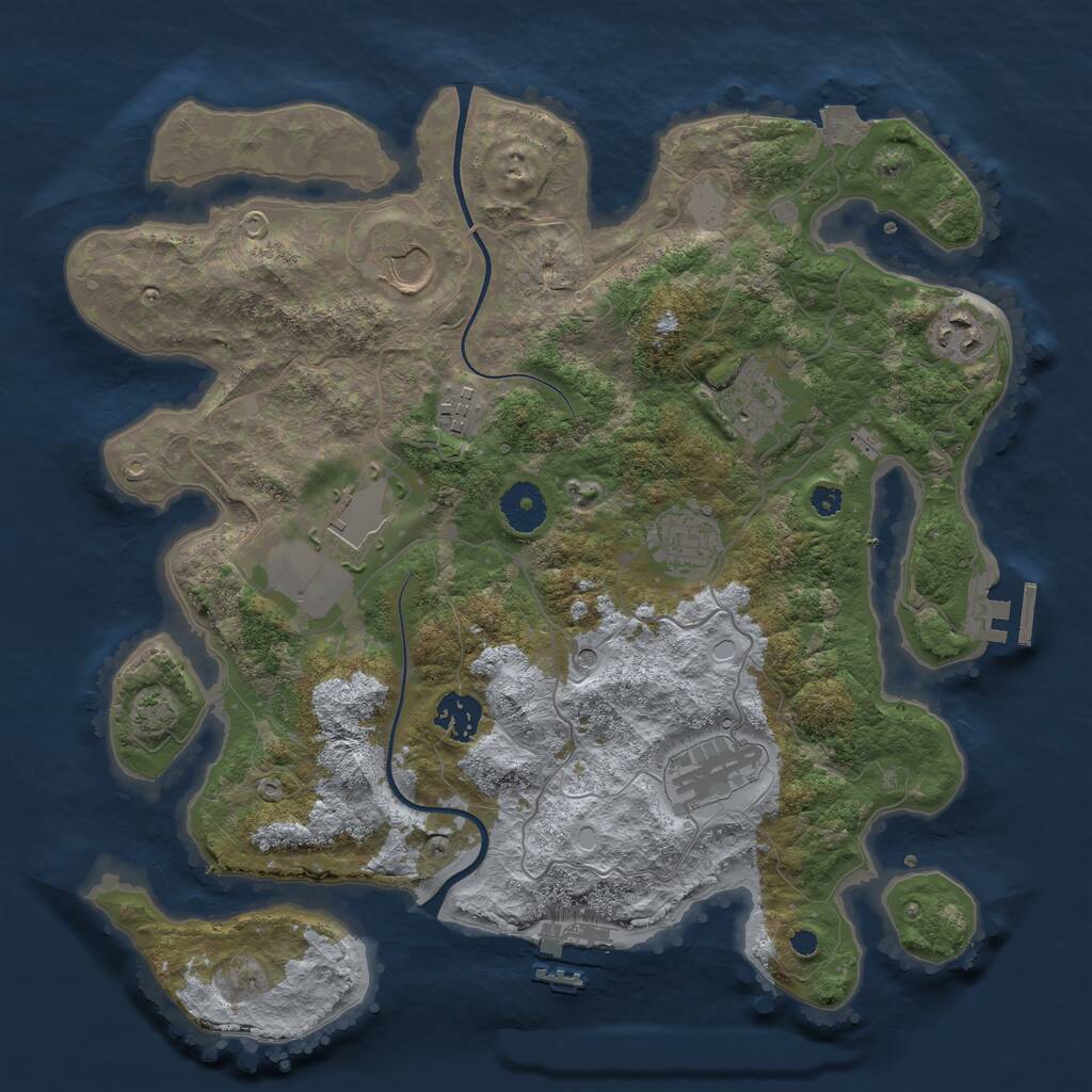 Rust Map: Procedural Map, Size: 3500, Seed: 1382605353, 13 Monuments