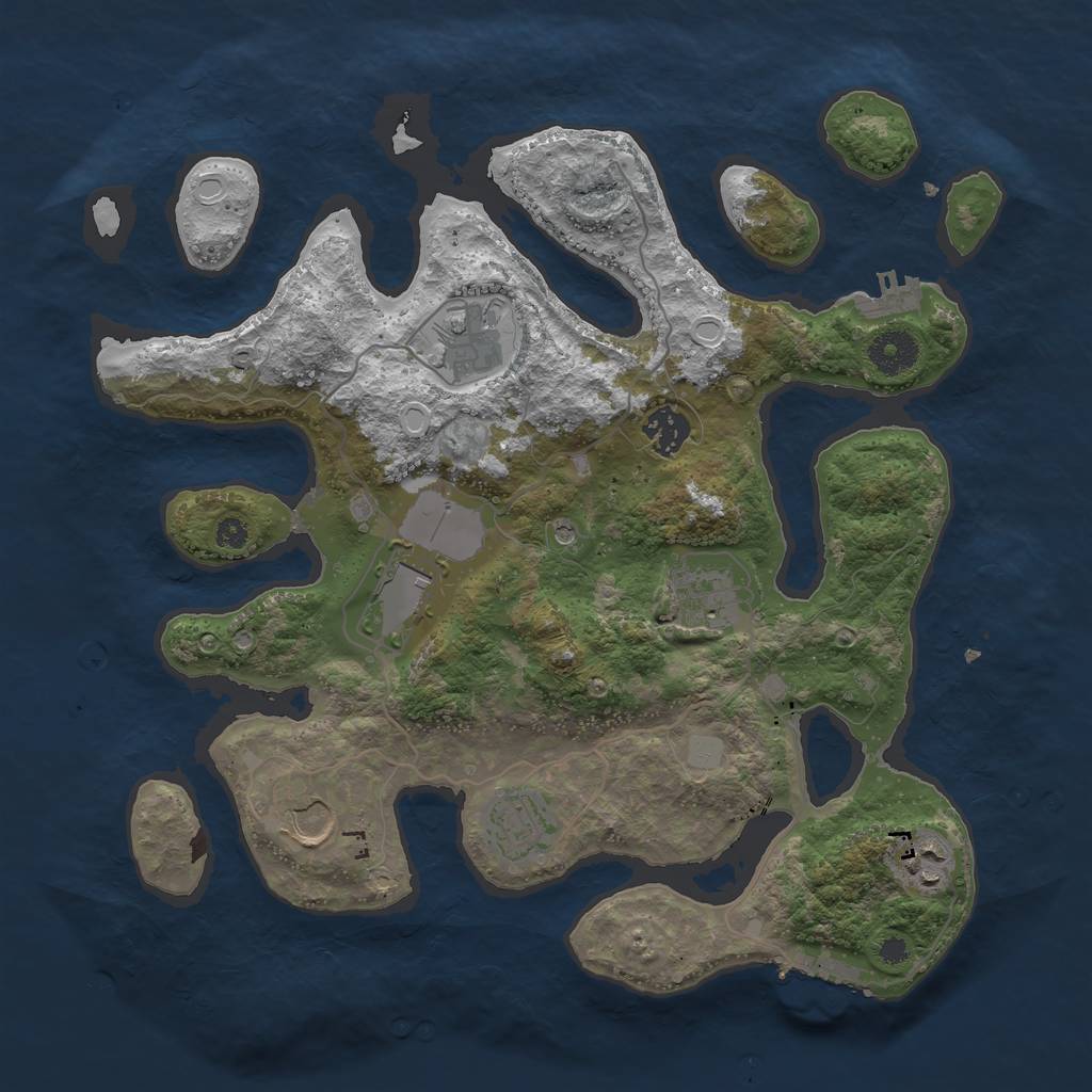 Rust Map: Procedural Map, Size: 3550, Seed: 810953, 15 Monuments