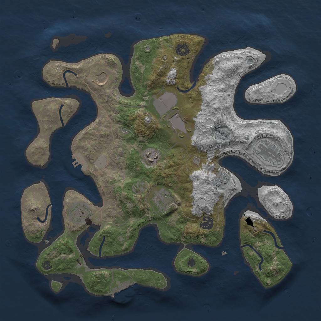 Rust Map: Procedural Map, Size: 3550, Seed: 493263, 16 Monuments