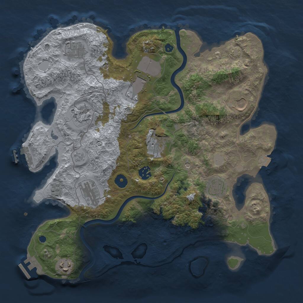 Rust Map: Procedural Map, Size: 3550, Seed: 788319, 16 Monuments