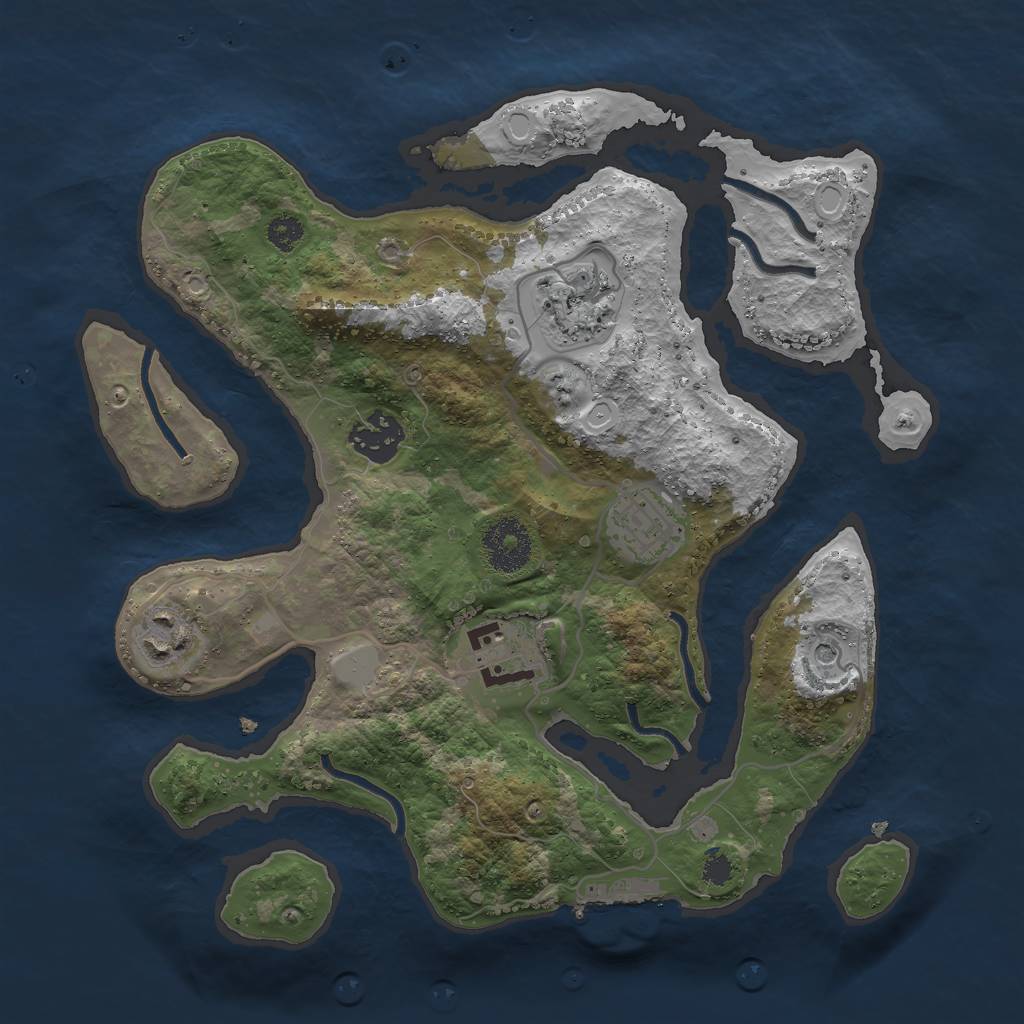 Rust Map: Procedural Map, Size: 3000, Seed: 208999, 12 Monuments
