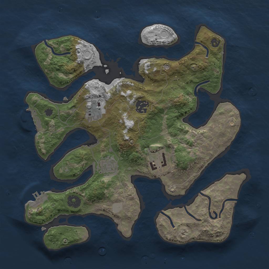 Rust Map: Procedural Map, Size: 3000, Seed: 774493, 11 Monuments