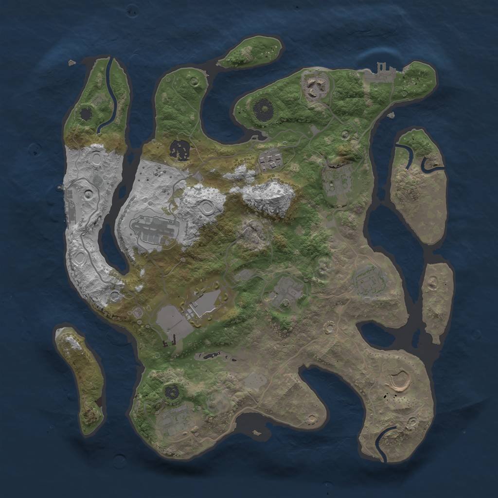 Rust Map: Procedural Map, Size: 3500, Seed: 41959208, 18 Monuments