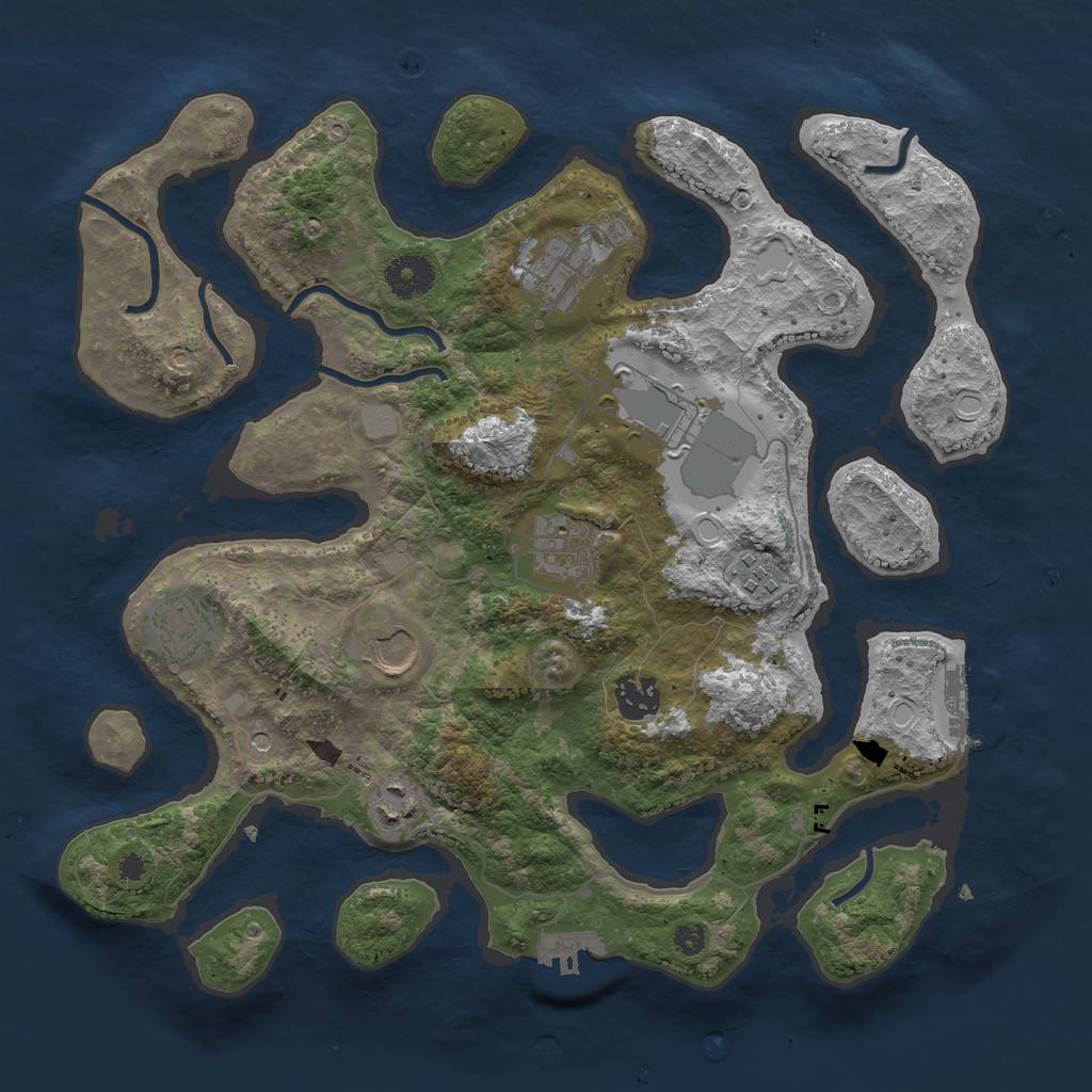 Rust Map: Procedural Map, Size: 3550, Seed: 338540, 16 Monuments