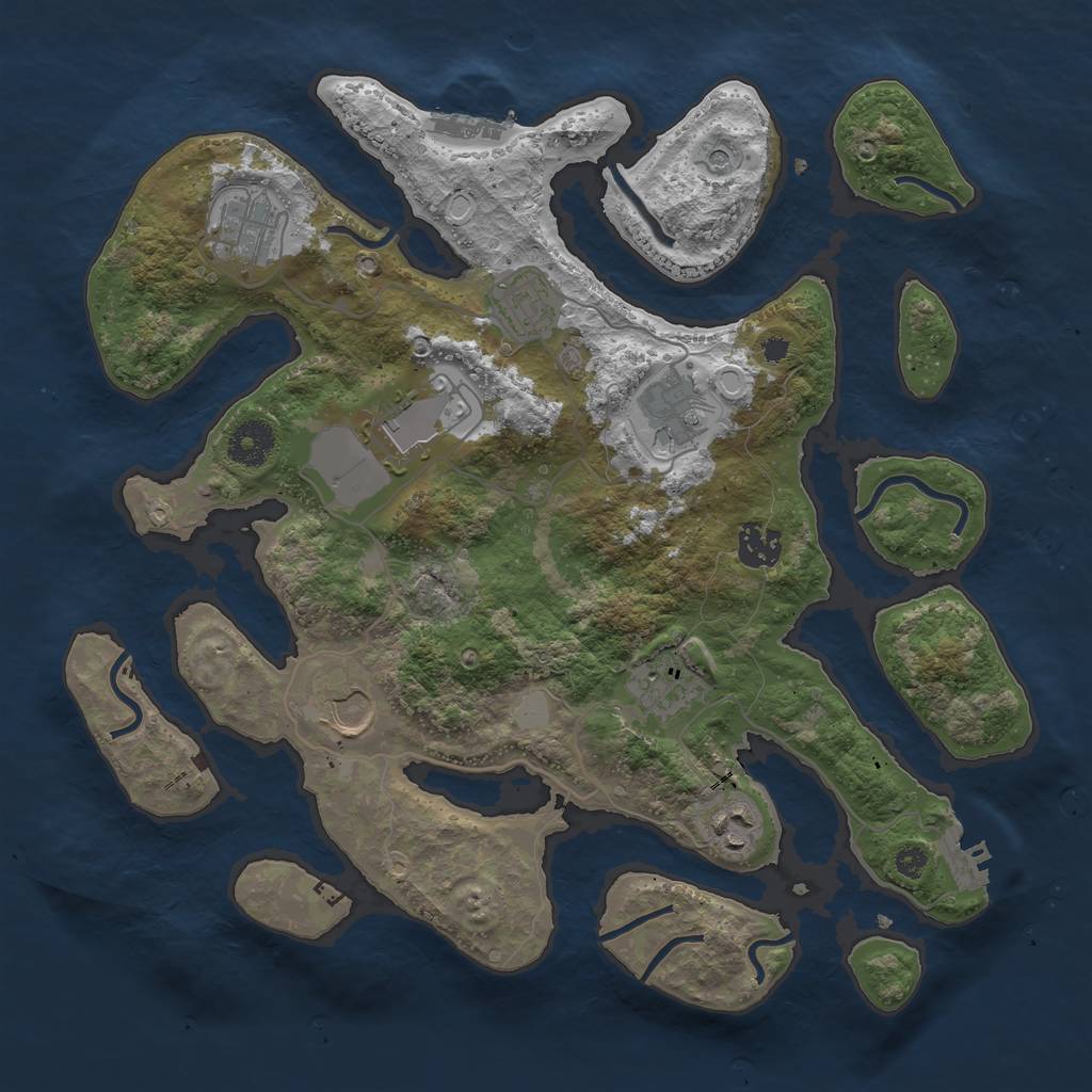 Rust Map: Procedural Map, Size: 3550, Seed: 835947, 16 Monuments