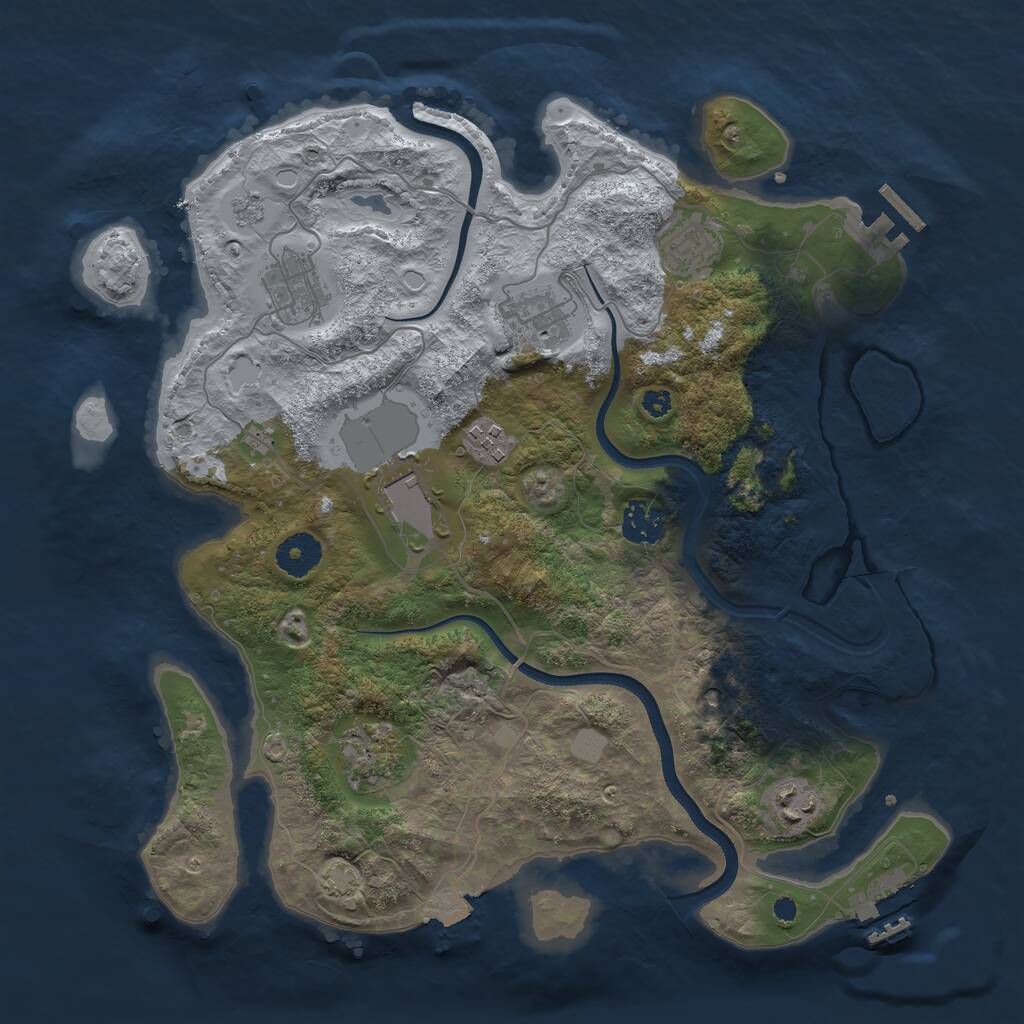 Rust Map: Procedural Map, Size: 3550, Seed: 466376, 14 Monuments