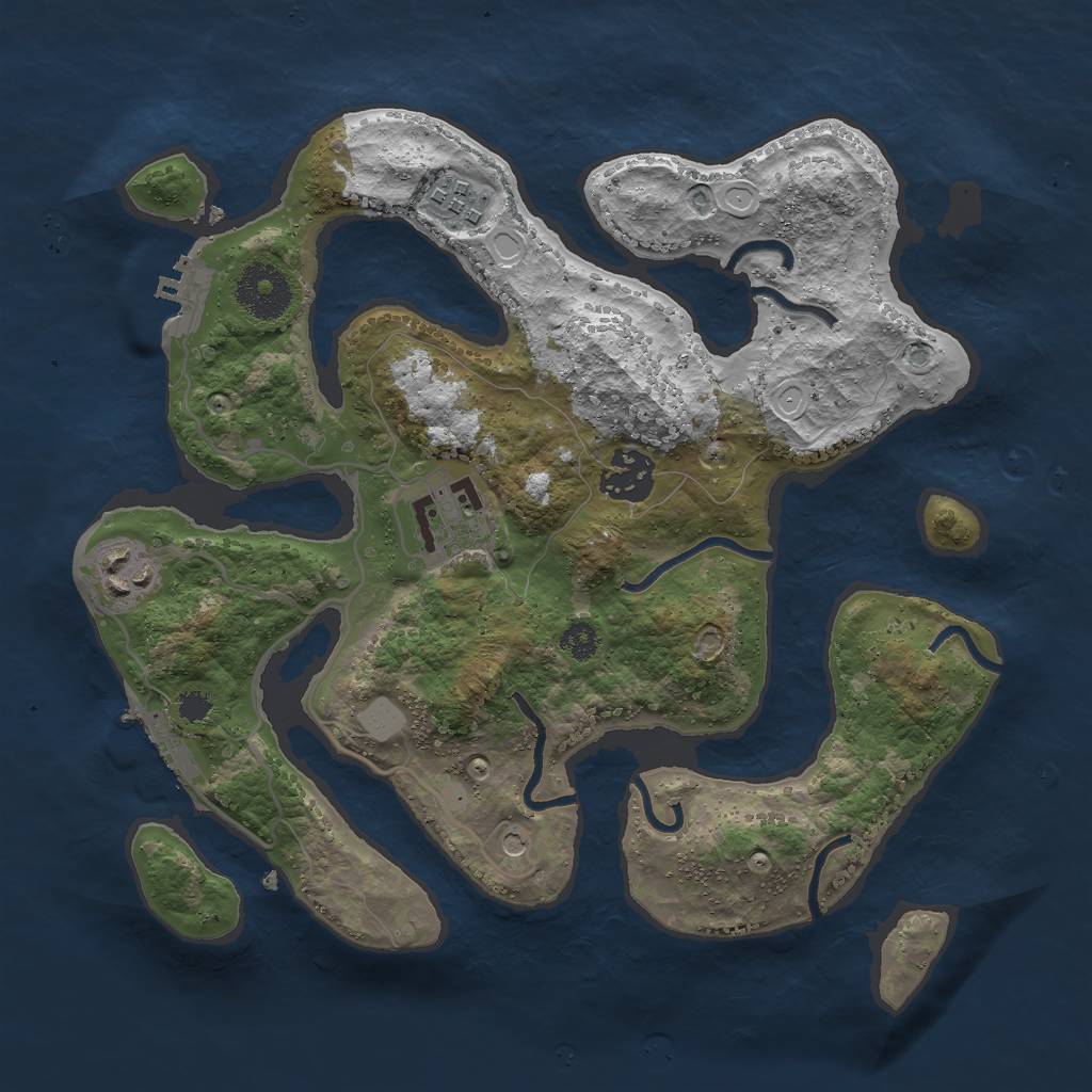 Rust Map: Procedural Map, Size: 3000, Seed: 829466, 12 Monuments