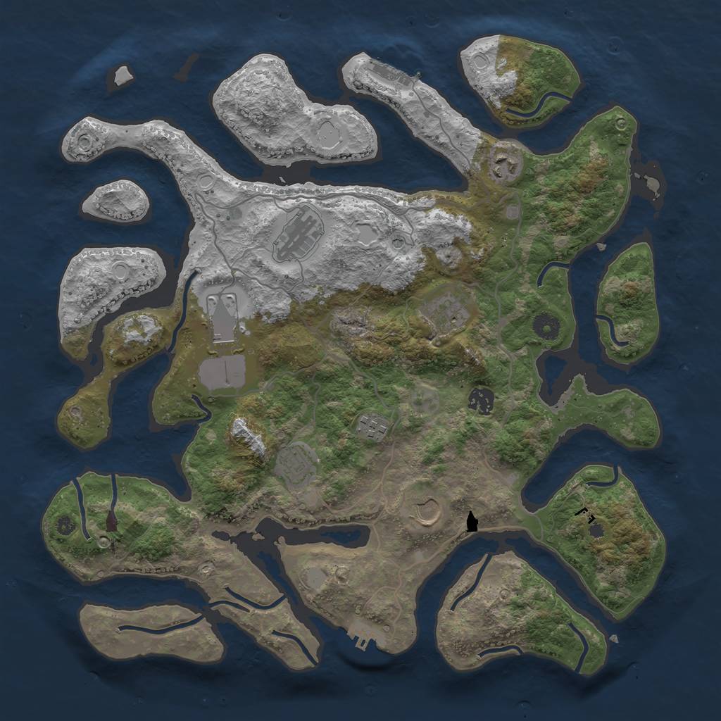 Rust Map: Procedural Map, Size: 4000, Seed: 566490, 16 Monuments