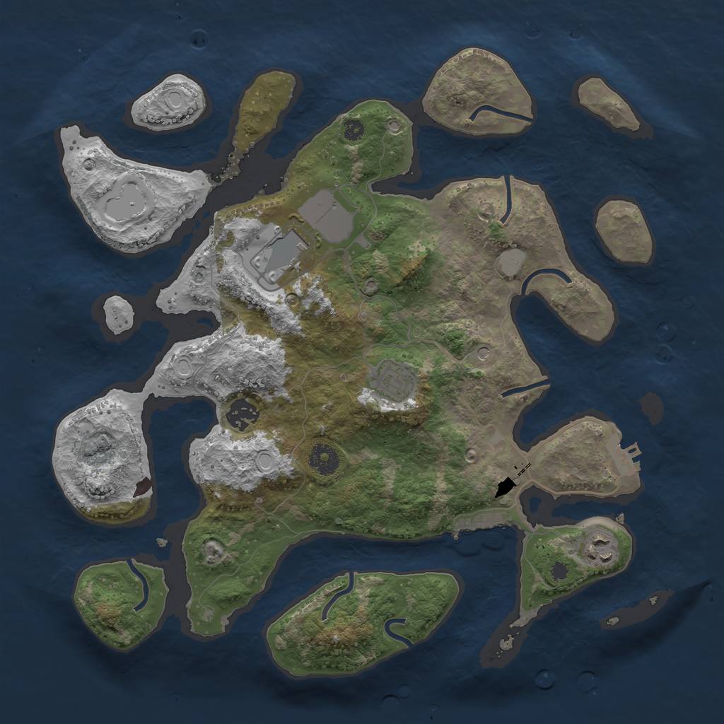 Rust Map: Procedural Map, Size: 3550, Seed: 636727, 12 Monuments