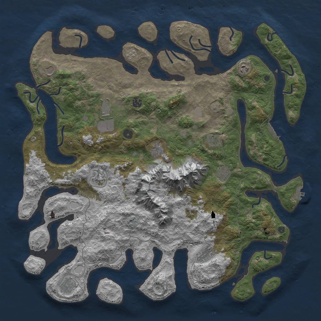 Rust Map: Procedural Map, Size: 5000, Seed: 2032391225, 19 Monuments