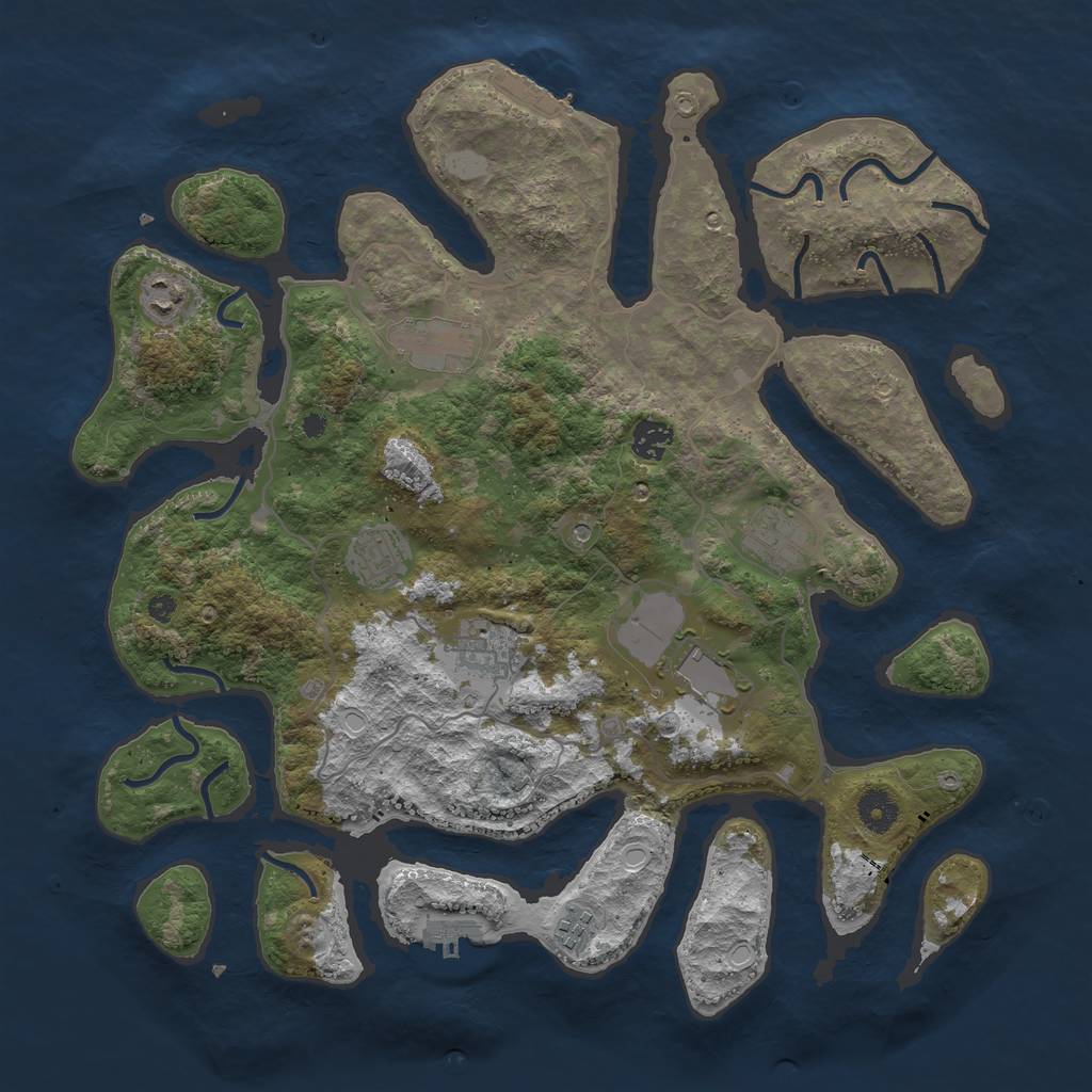 Rust Map: Procedural Map, Size: 4000, Seed: 288003, 16 Monuments