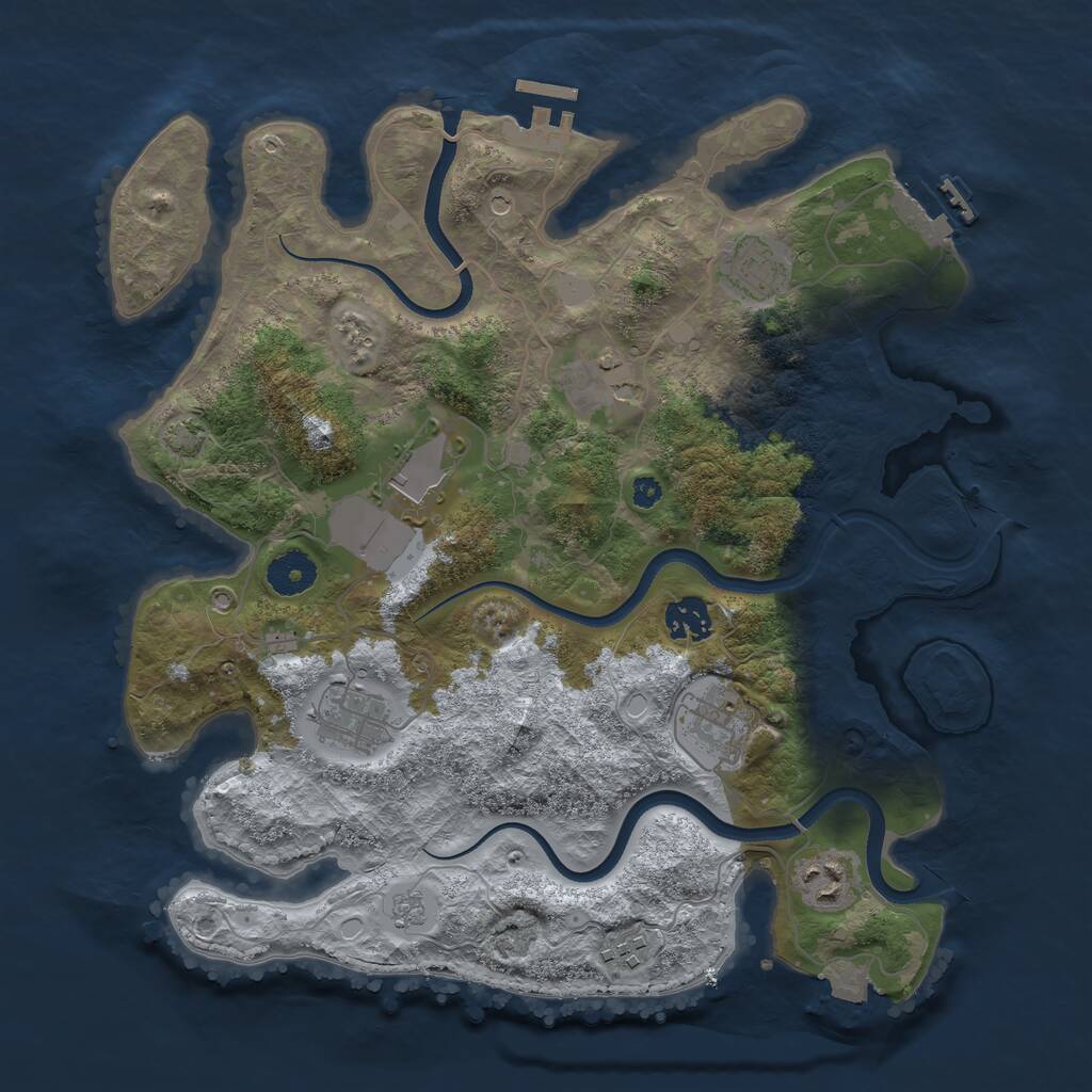 Rust Map: Procedural Map, Size: 3550, Seed: 86418, 14 Monuments