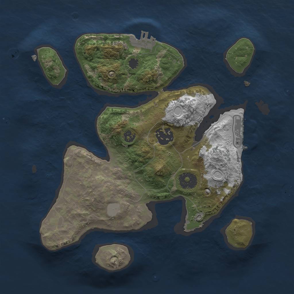 Rust Map: Procedural Map, Size: 2500, Seed: 54982, 8 Monuments