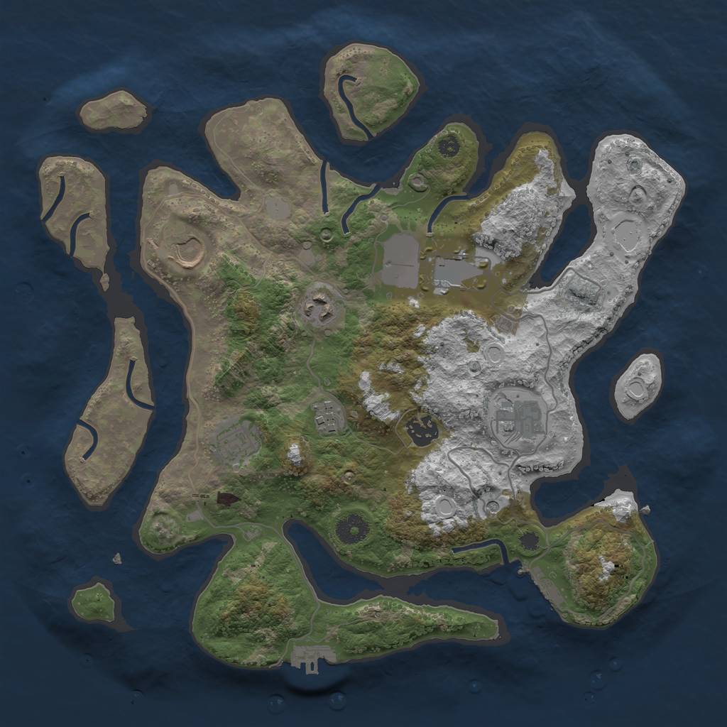 Rust Map: Procedural Map, Size: 3550, Seed: 599680, 15 Monuments