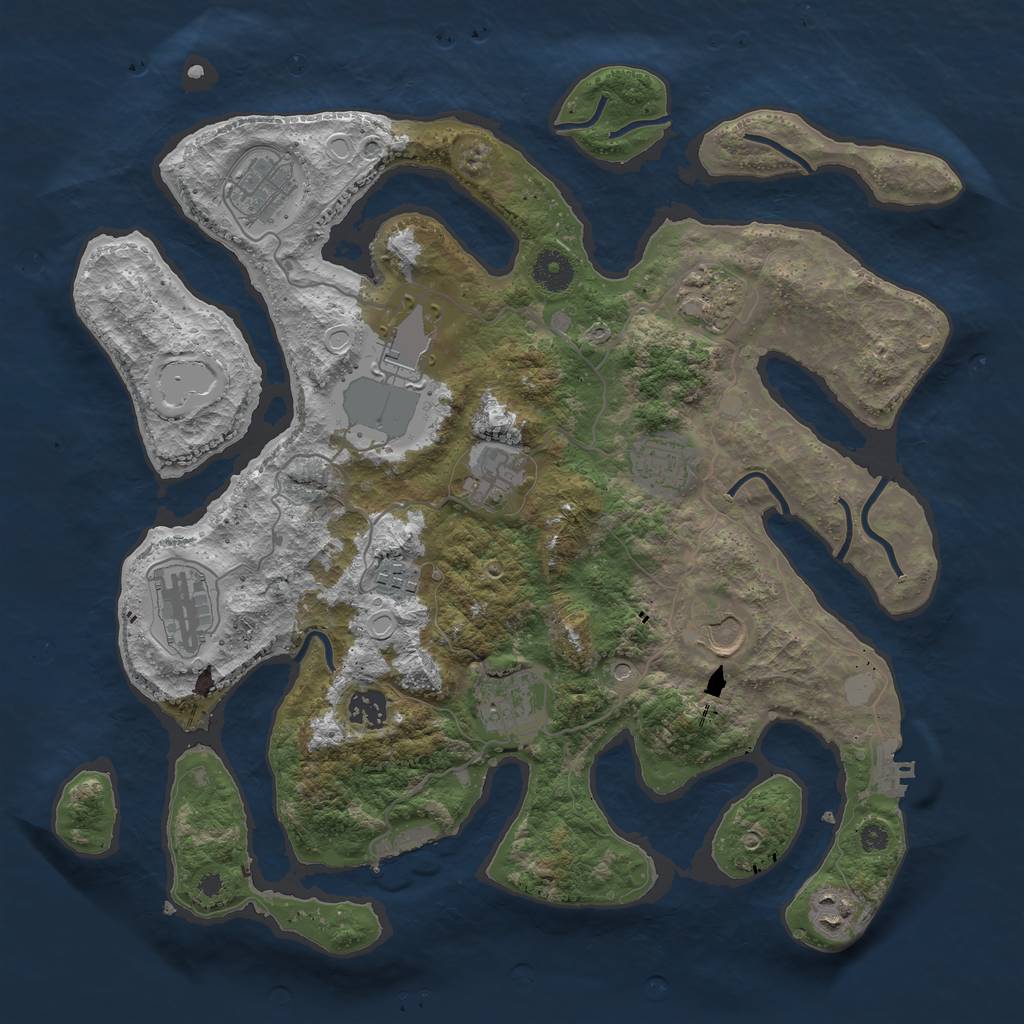 Rust Map: Procedural Map, Size: 3800, Seed: 482875626, 19 Monuments