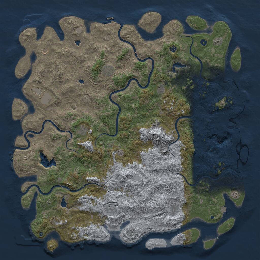 Rust Map: Procedural Map, Size: 6000, Seed: 1896436438, 17 Monuments