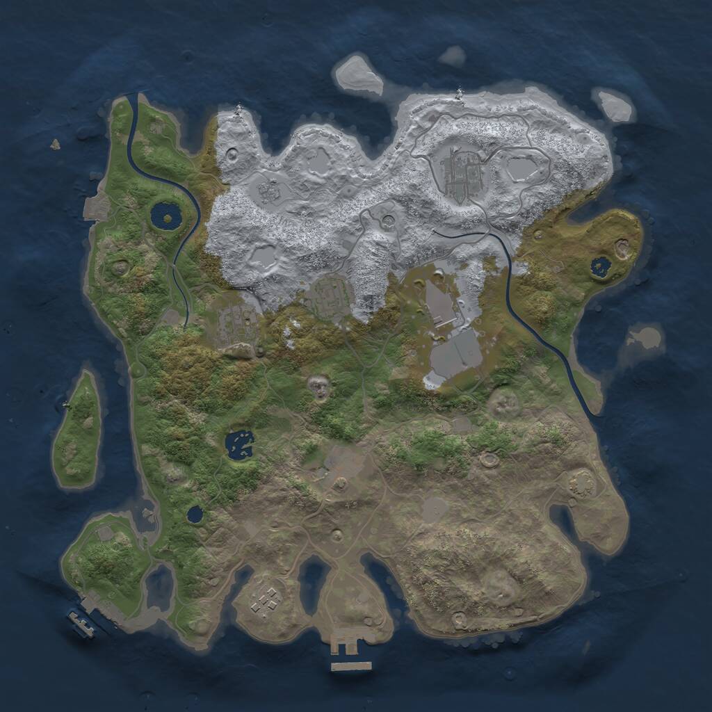 Rust Map: Procedural Map, Size: 3550, Seed: 764096, 13 Monuments