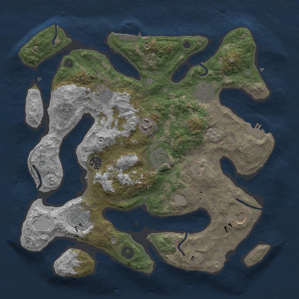 Rust Map: Procedural Map, Size: 3550, Seed: 537482, 16 Monuments