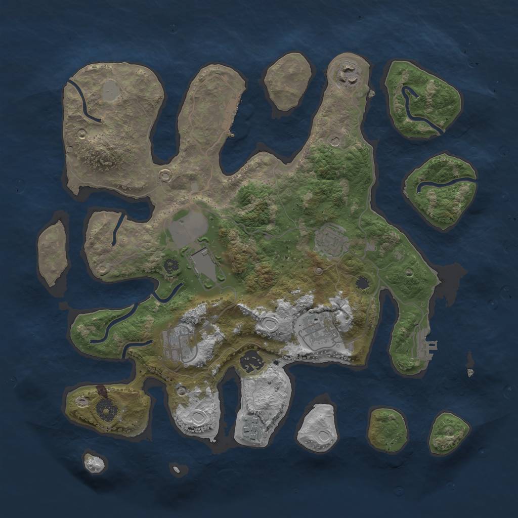 Rust Map: Procedural Map, Size: 3523, Seed: 160658451, 15 Monuments