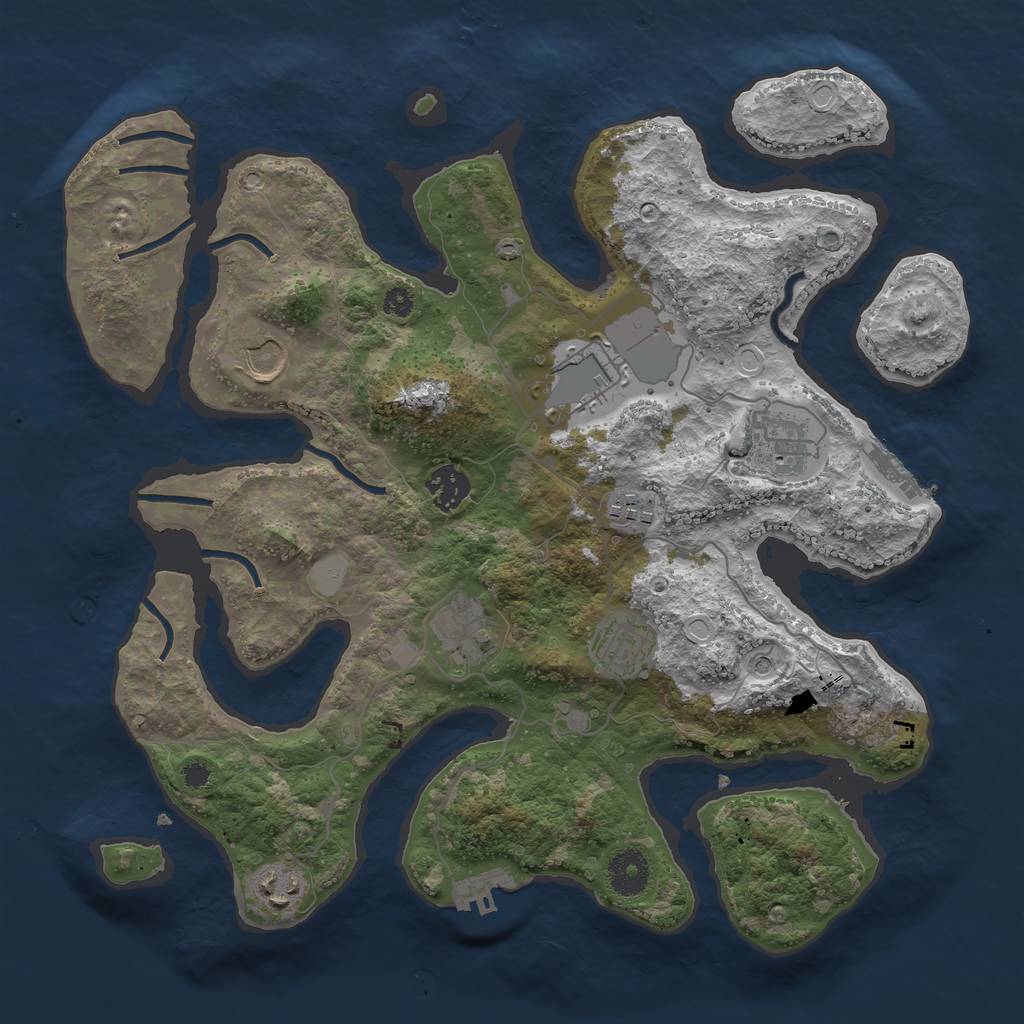Rust Map: Procedural Map, Size: 3550, Seed: 863545, 16 Monuments