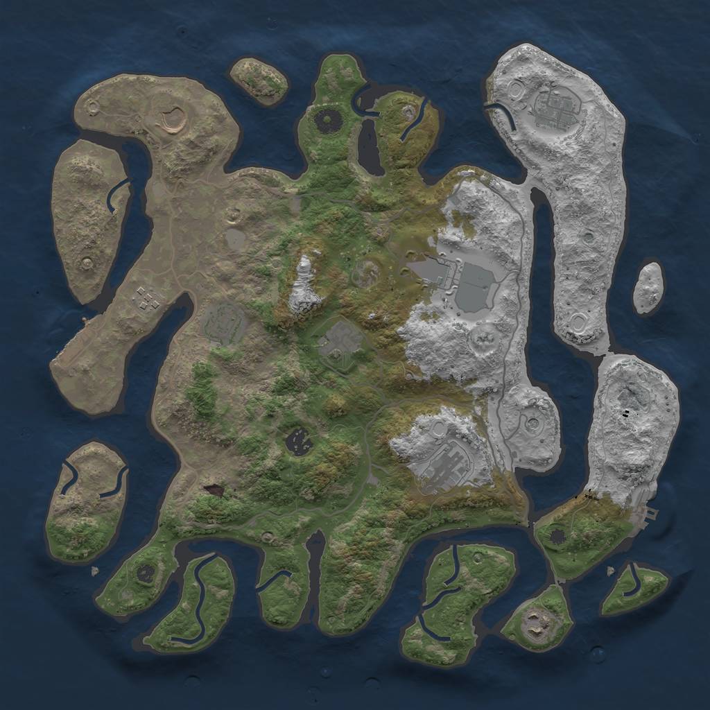 Rust Map: Procedural Map, Size: 4000, Seed: 113045, 17 Monuments
