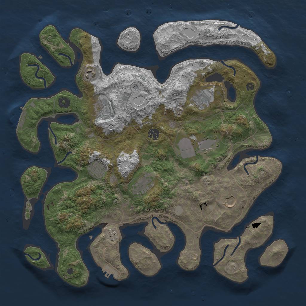Rust Map: Procedural Map, Size: 4000, Seed: 303514, 17 Monuments