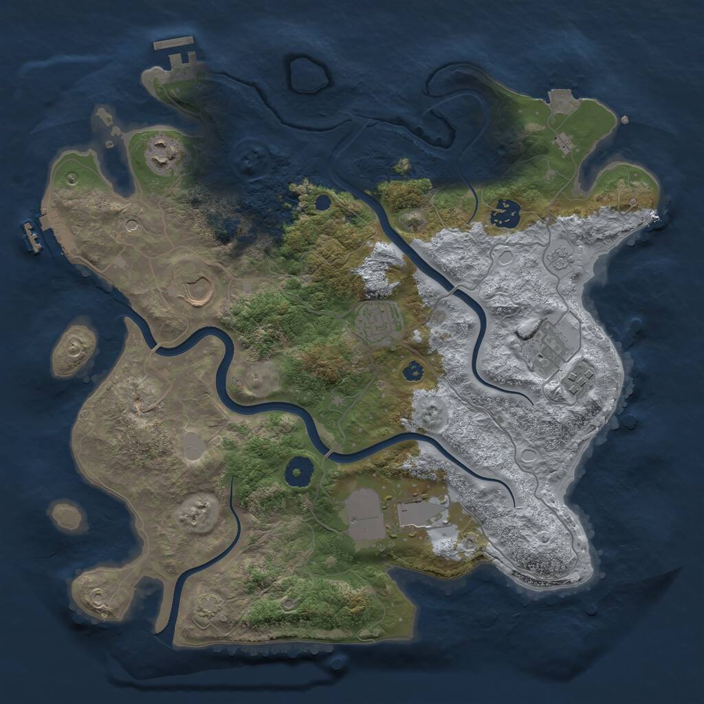 Rust Map: Procedural Map, Size: 3550, Seed: 368473, 13 Monuments