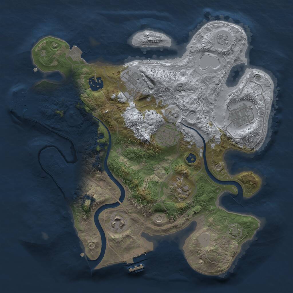 Rust Map: Procedural Map, Size: 3000, Seed: 64912458, 12 Monuments