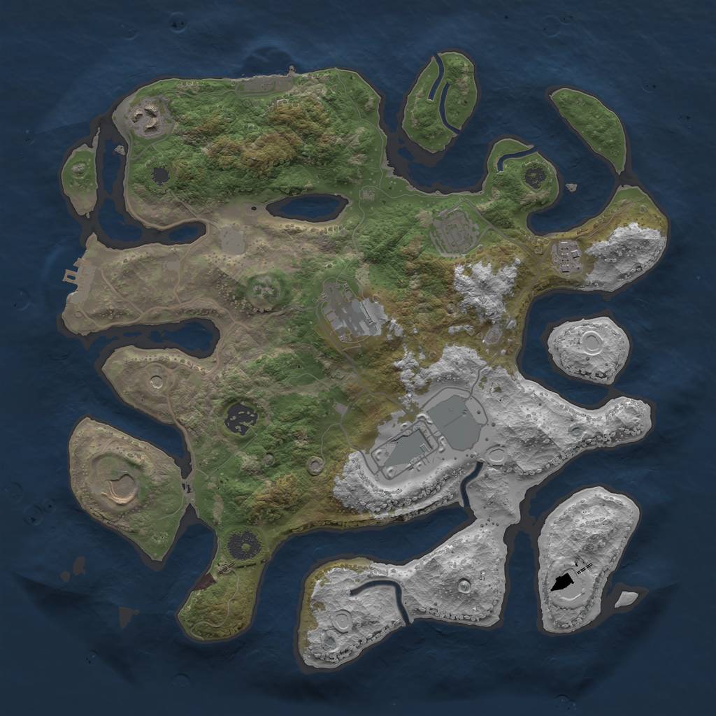 Rust Map: Procedural Map, Size: 3500, Seed: 1279810656, 15 Monuments