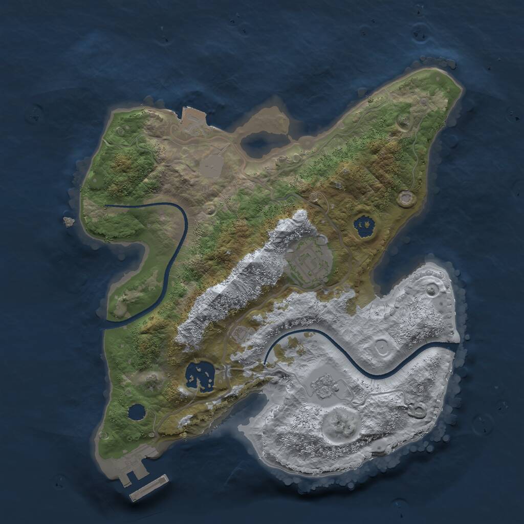 Rust Map: Procedural Map, Size: 2500, Seed: 1911192174, 5 Monuments
