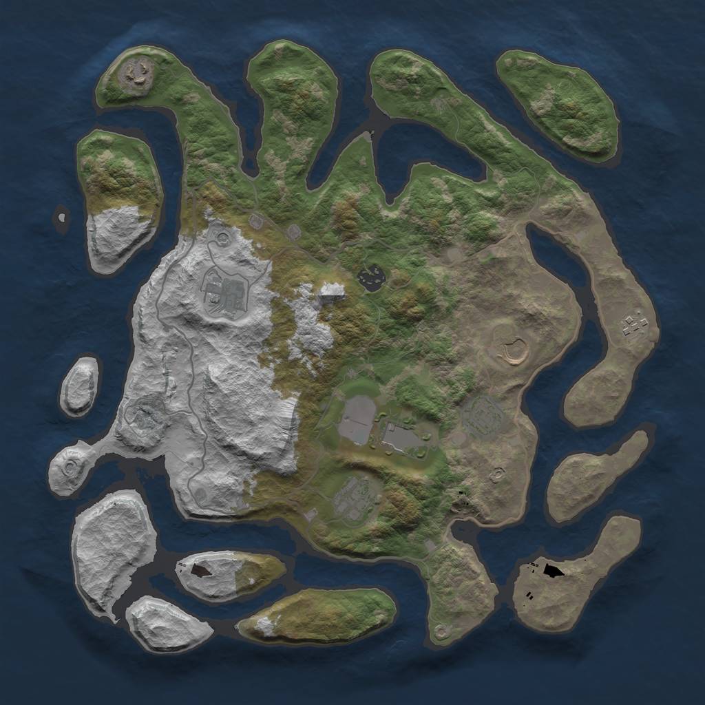 Rust Map: Barren, Size: 4000, Seed: 23123, 11 Monuments