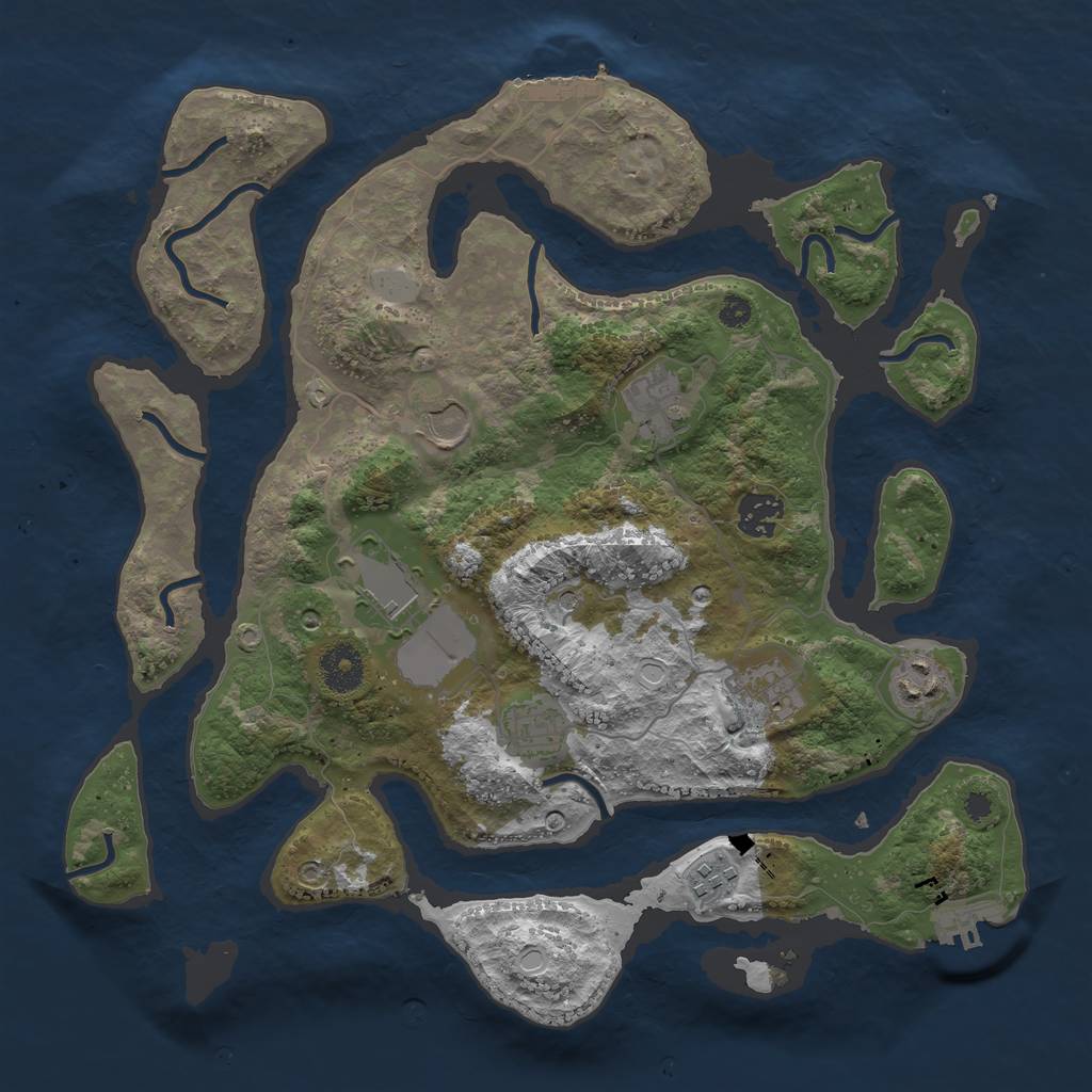 Rust Map: Procedural Map, Size: 3550, Seed: 684571, 16 Monuments