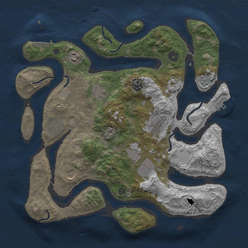 Rust Map: Procedural Map, Size: 3550, Seed: 809365, 16 Monuments