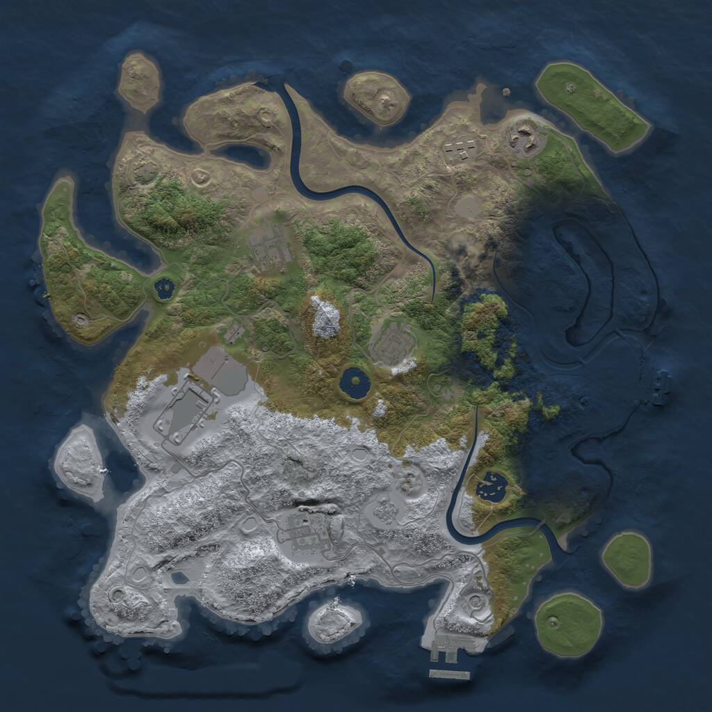 Rust Map: Procedural Map, Size: 3550, Seed: 679123, 13 Monuments