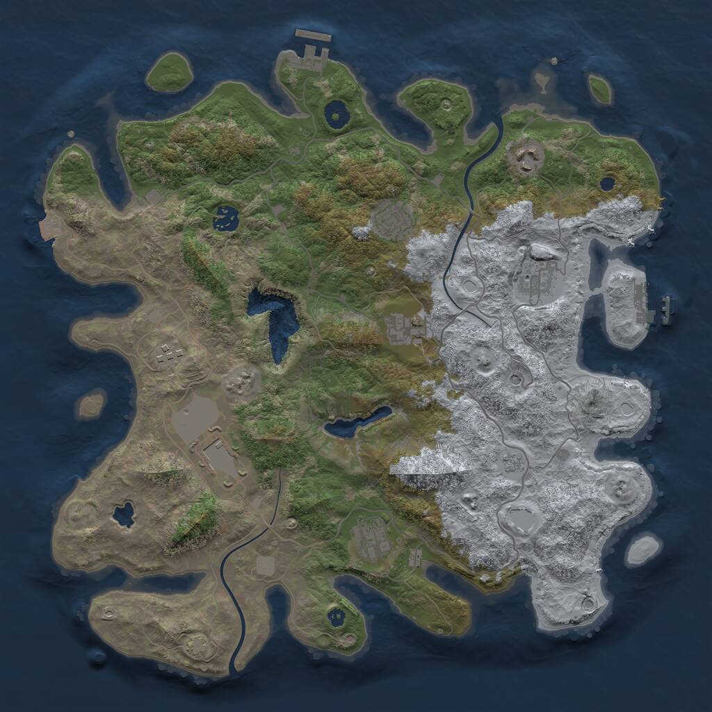 Rust Map: Procedural Map, Size: 4000, Seed: 238170, 14 Monuments