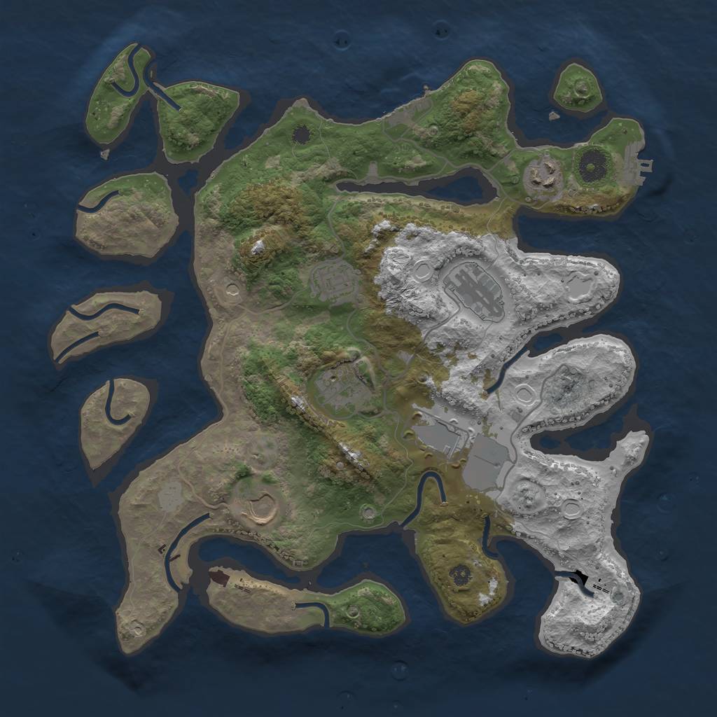 Rust Map: Procedural Map, Size: 3550, Seed: 201189, 14 Monuments