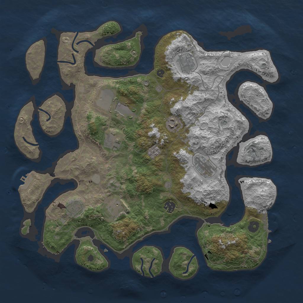 Rust Map: Procedural Map, Size: 4000, Seed: 625373, 17 Monuments