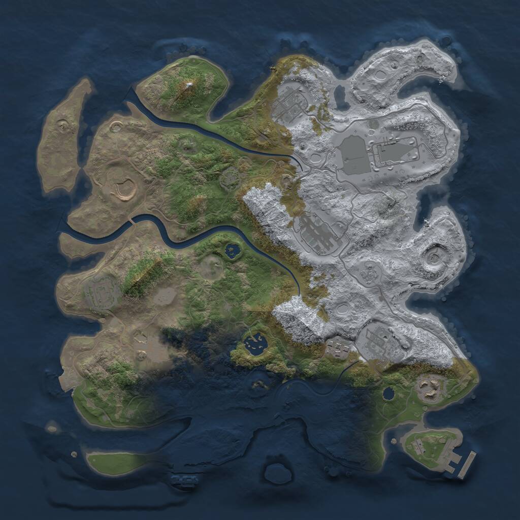 Rust Map: Procedural Map, Size: 3550, Seed: 650850, 16 Monuments