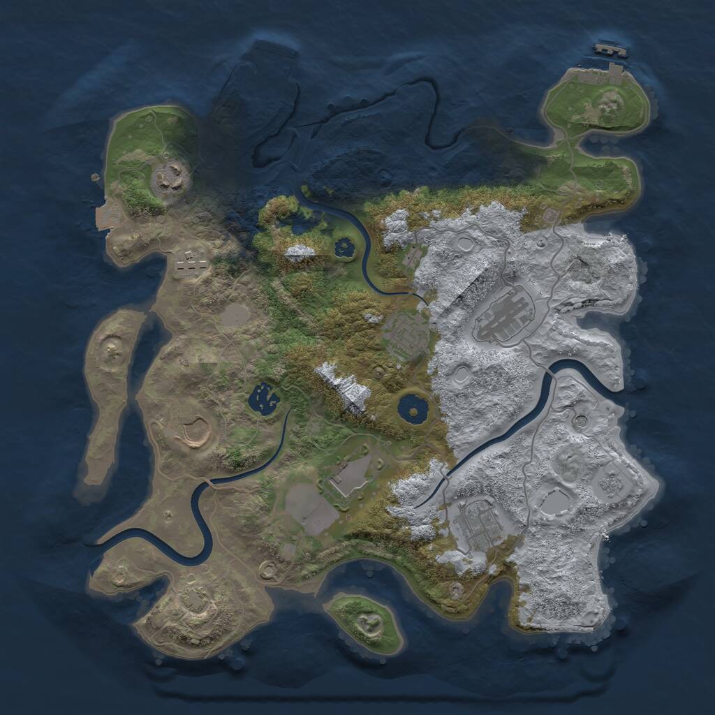 Rust Map: Procedural Map, Size: 3550, Seed: 545572, 14 Monuments