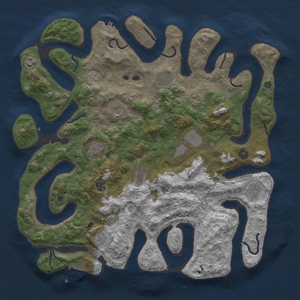 Rust Map: Procedural Map, Size: 4500, Seed: 68473547, 19 Monuments