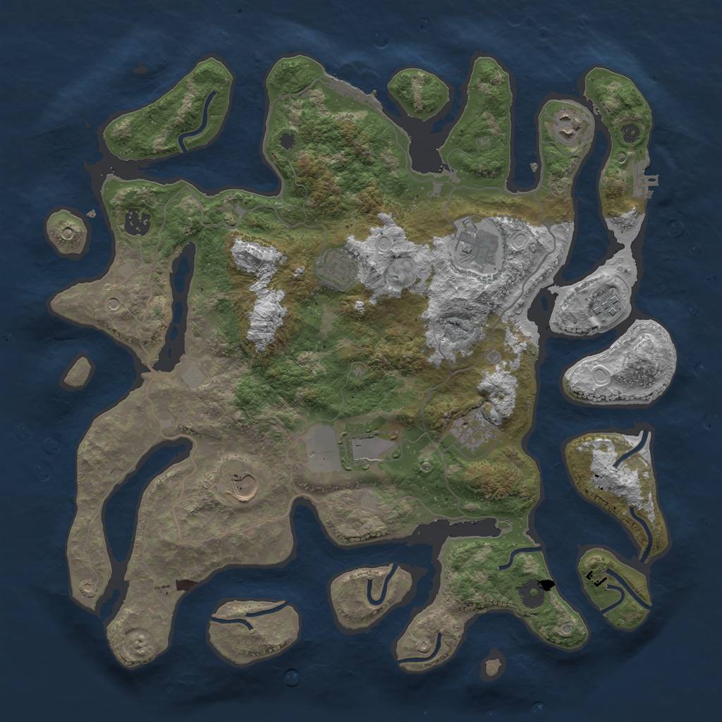 Rust Map: Procedural Map, Size: 4000, Seed: 897937, 16 Monuments
