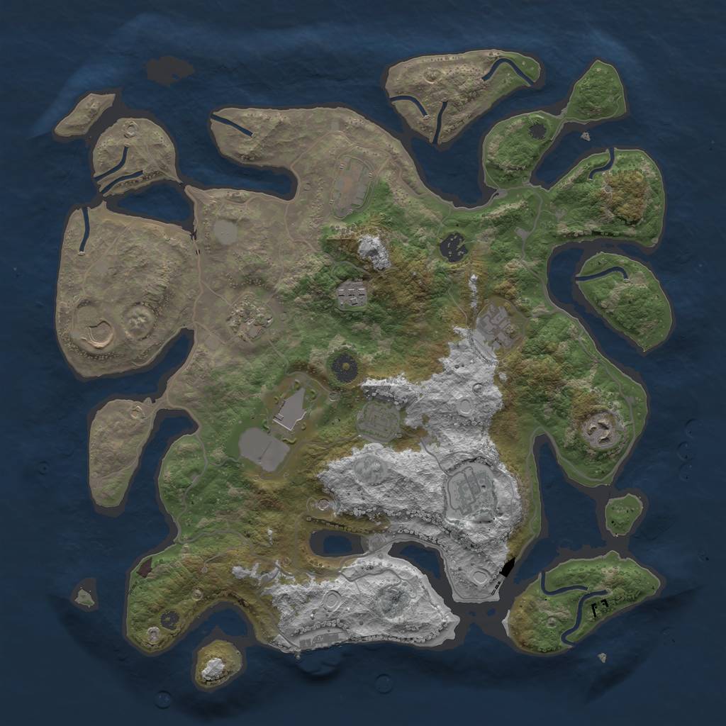 Rust Map: Procedural Map, Size: 4000, Seed: 1896436438, 17 Monuments