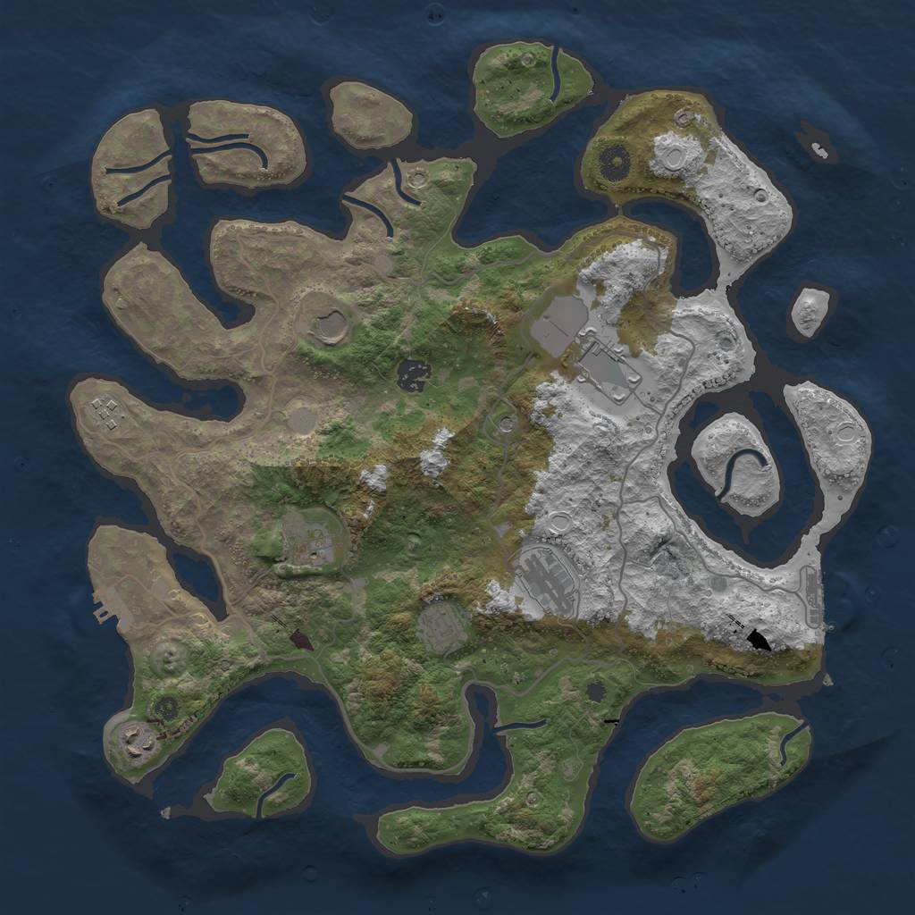 Rust Map: Procedural Map, Size: 4000, Seed: 363341926, 16 Monuments