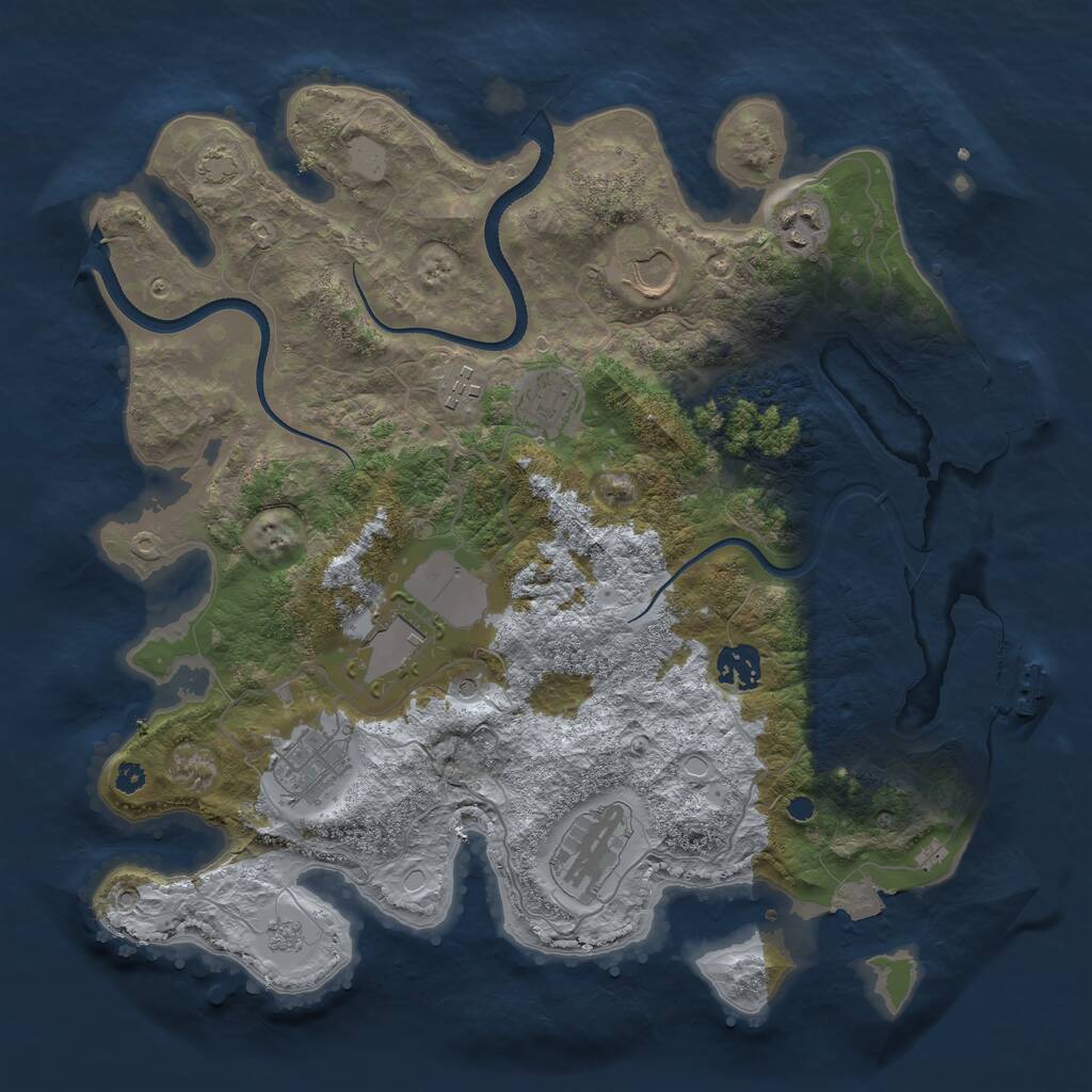 Rust Map: Procedural Map, Size: 3550, Seed: 515323, 14 Monuments