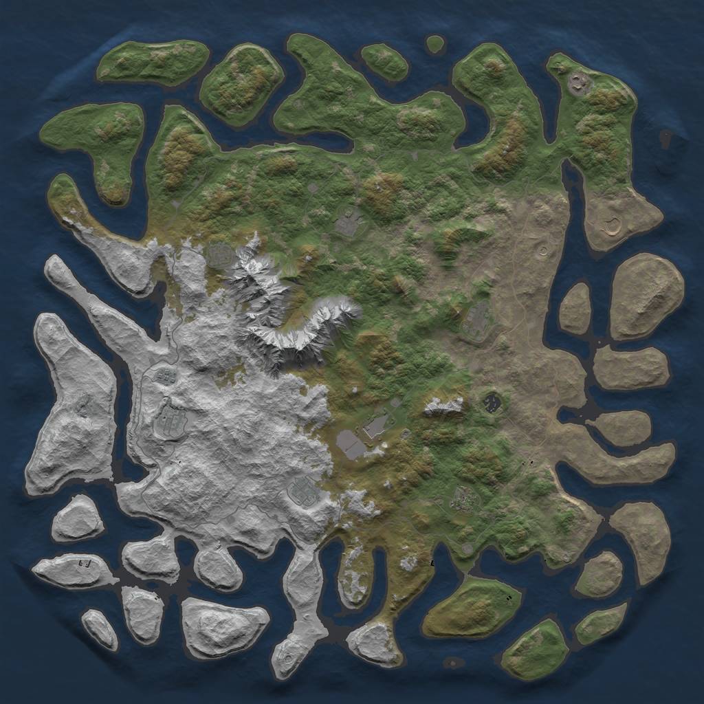 Rust Map: Barren, Size: 6000, Seed: 1510322, 14 Monuments