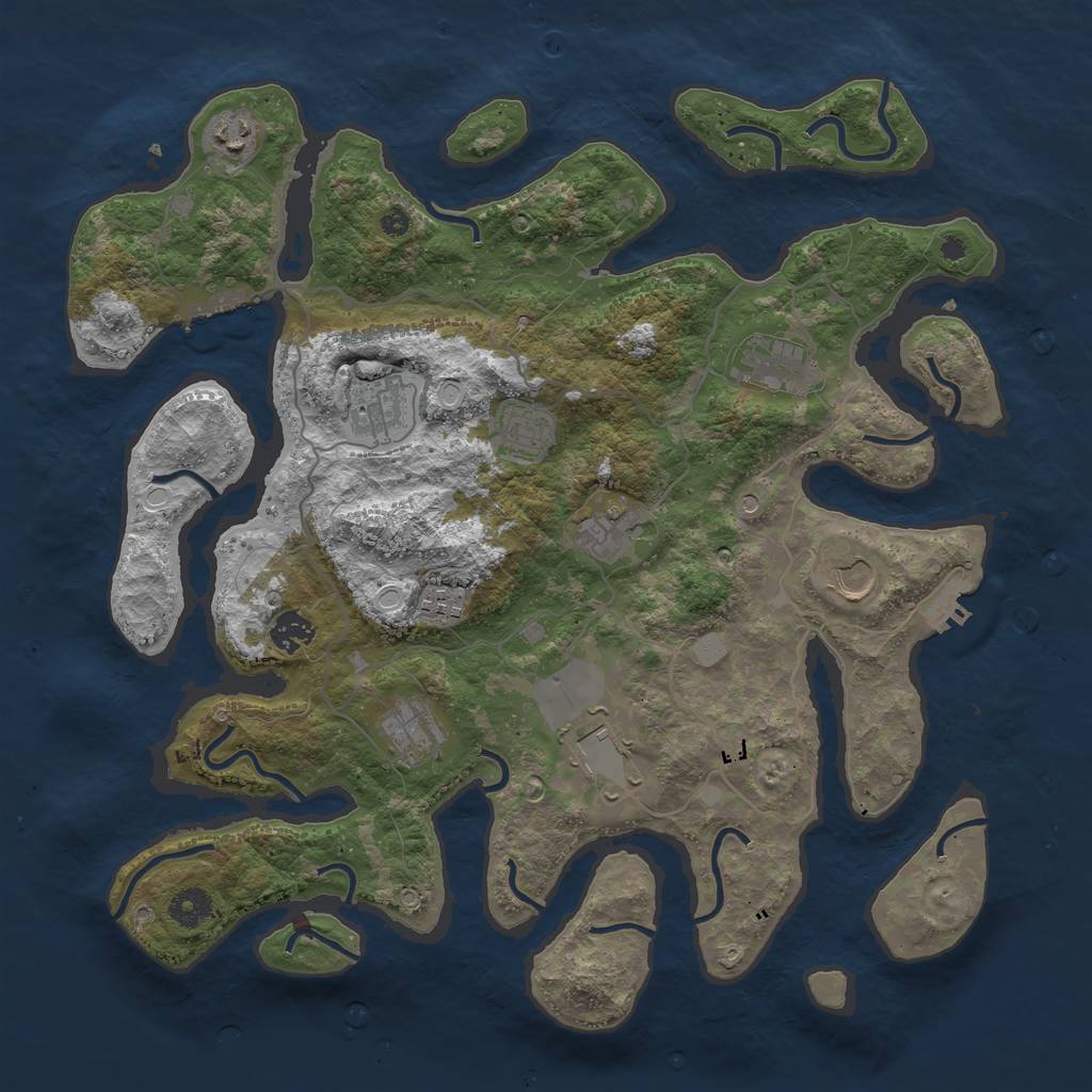Rust Map: Procedural Map, Size: 4000, Seed: 13855, 18 Monuments