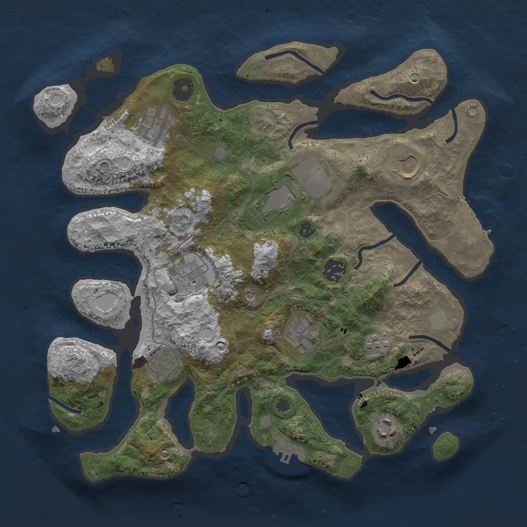 Rust Map: Procedural Map, Size: 3500, Seed: 12847323, 17 Monuments
