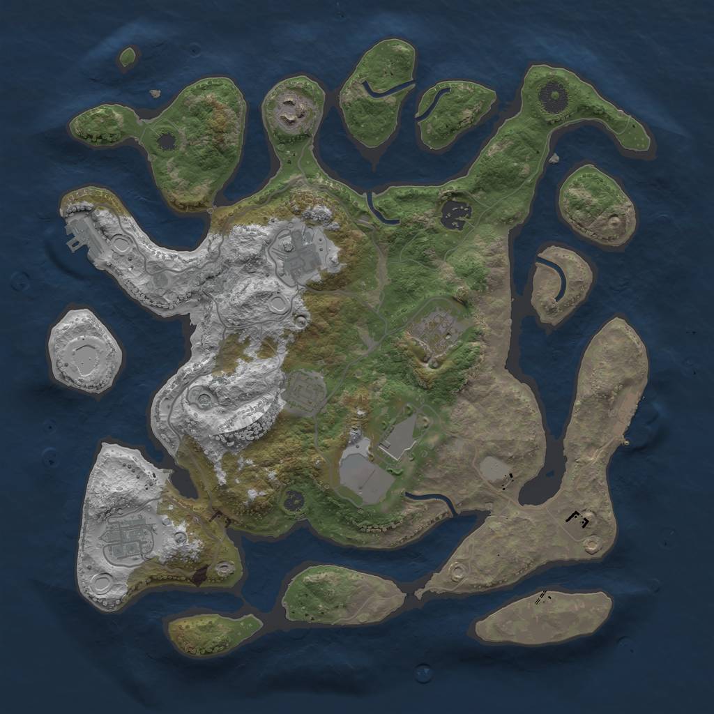 Rust Map: Procedural Map, Size: 3550, Seed: 632582, 15 Monuments