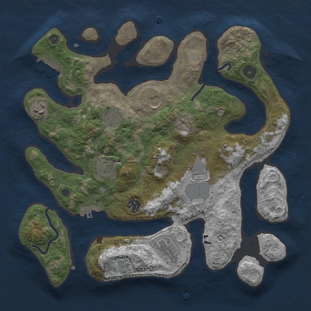 Rust Map: Procedural Map, Size: 3500, Seed: 96574974, 16 Monuments